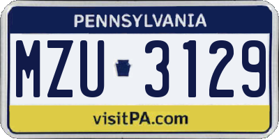 PA license plate MZU3129