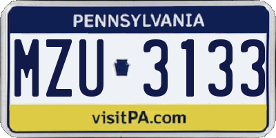 PA license plate MZU3133