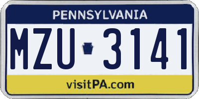 PA license plate MZU3141