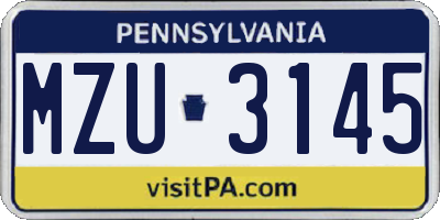 PA license plate MZU3145