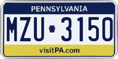 PA license plate MZU3150