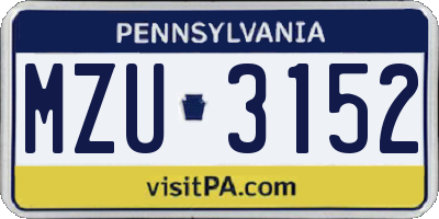PA license plate MZU3152