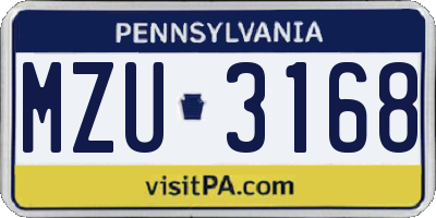 PA license plate MZU3168