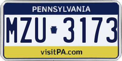 PA license plate MZU3173