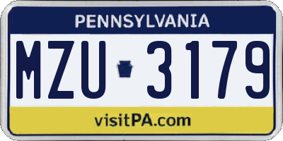 PA license plate MZU3179