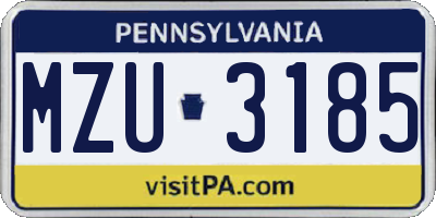 PA license plate MZU3185