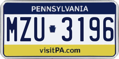 PA license plate MZU3196