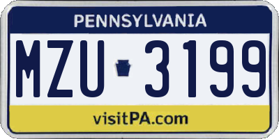 PA license plate MZU3199