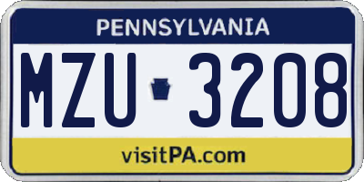 PA license plate MZU3208