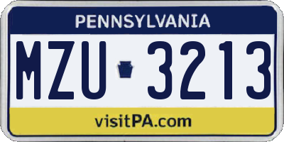 PA license plate MZU3213