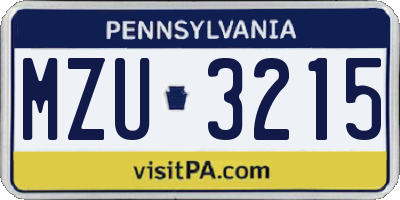 PA license plate MZU3215