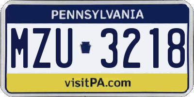PA license plate MZU3218