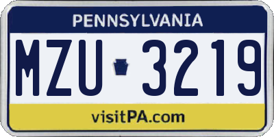 PA license plate MZU3219
