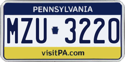 PA license plate MZU3220