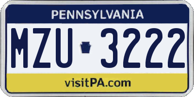 PA license plate MZU3222