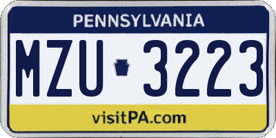 PA license plate MZU3223