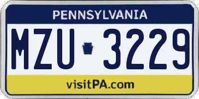 PA license plate MZU3229