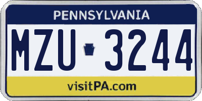 PA license plate MZU3244