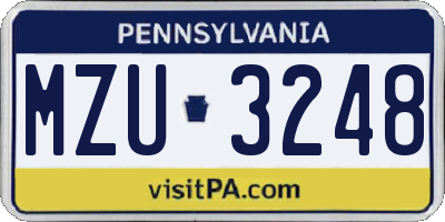 PA license plate MZU3248