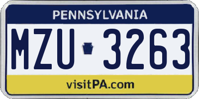 PA license plate MZU3263