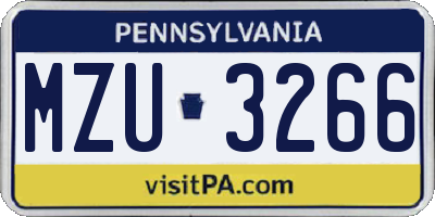 PA license plate MZU3266