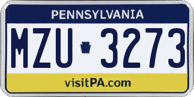 PA license plate MZU3273