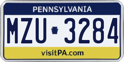PA license plate MZU3284