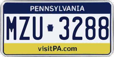 PA license plate MZU3288