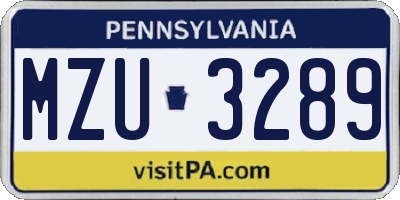 PA license plate MZU3289
