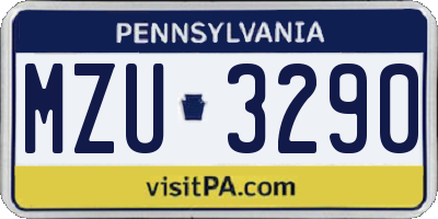 PA license plate MZU3290