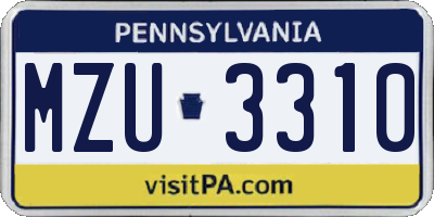 PA license plate MZU3310