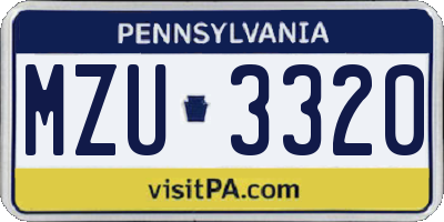 PA license plate MZU3320