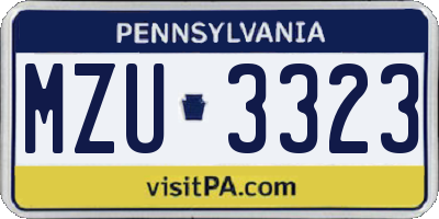 PA license plate MZU3323