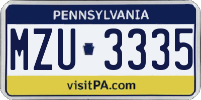 PA license plate MZU3335
