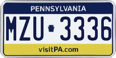 PA license plate MZU3336
