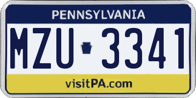 PA license plate MZU3341