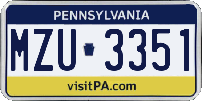 PA license plate MZU3351