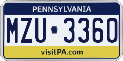 PA license plate MZU3360
