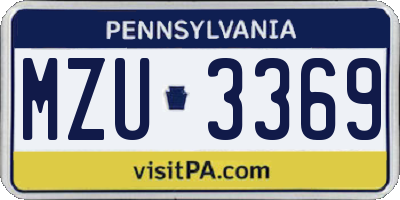 PA license plate MZU3369