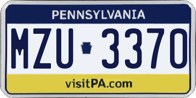 PA license plate MZU3370