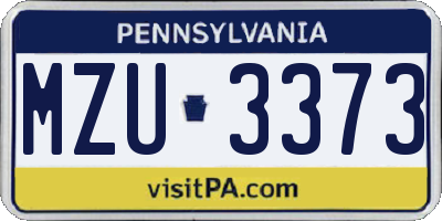 PA license plate MZU3373