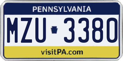 PA license plate MZU3380