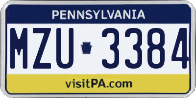 PA license plate MZU3384