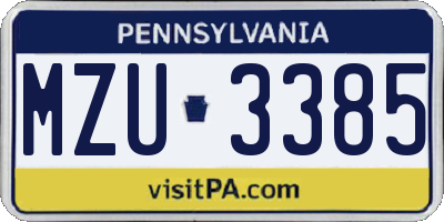 PA license plate MZU3385