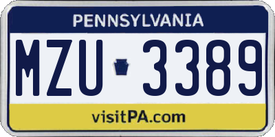 PA license plate MZU3389