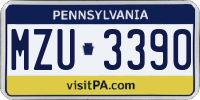 PA license plate MZU3390