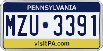 PA license plate MZU3391