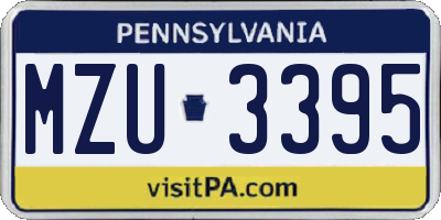 PA license plate MZU3395