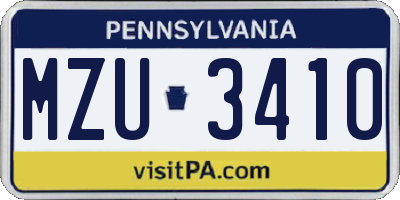PA license plate MZU3410