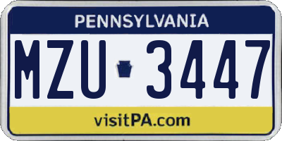 PA license plate MZU3447
